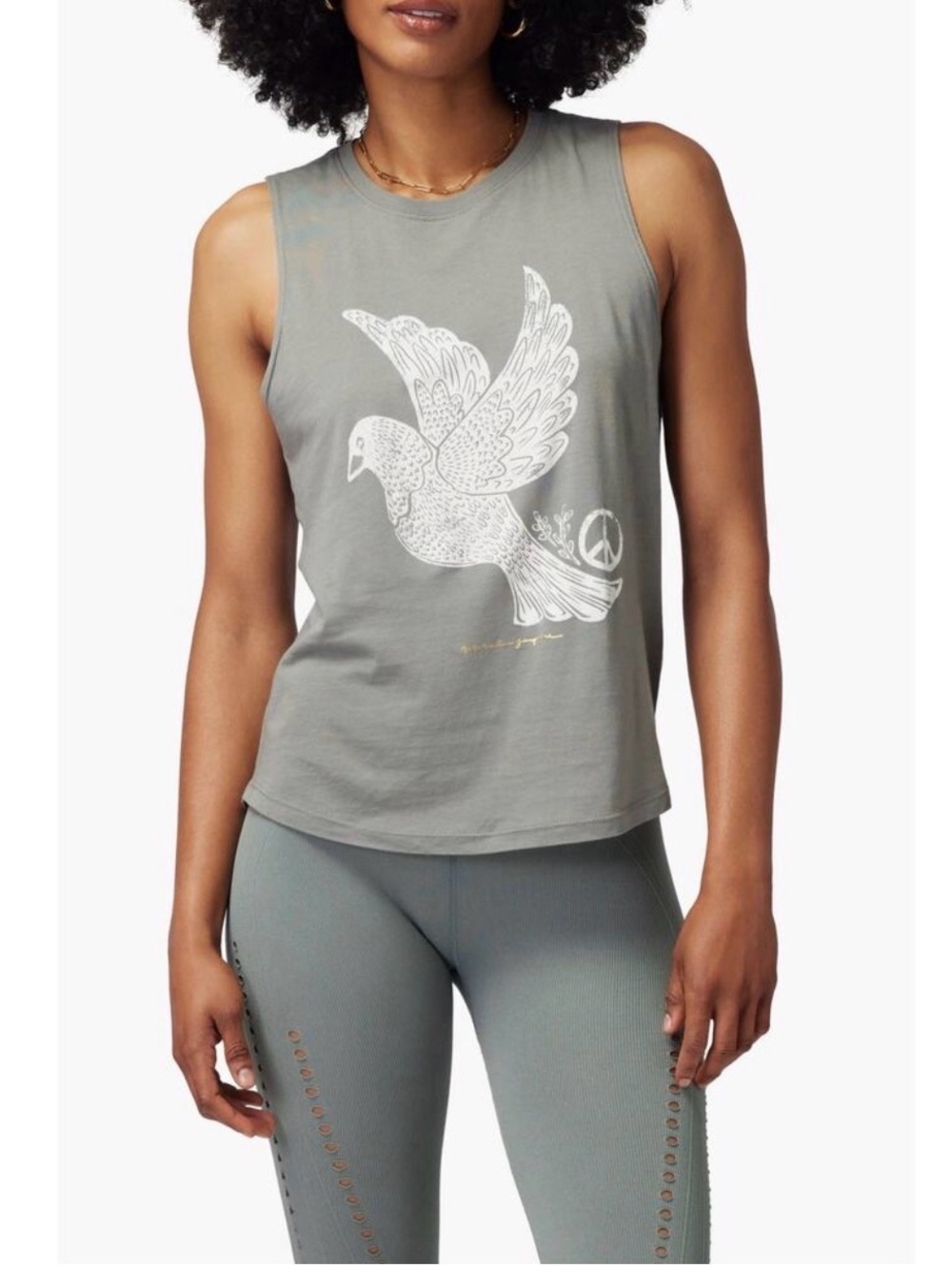 Spiritual Gangster Agave Green Peace Dove Cotton Modal Muscle Tank Small